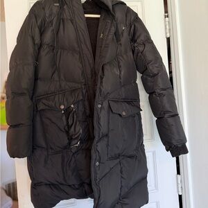 Eddie Bauer Black Long Puffer Ski Snow Jacket